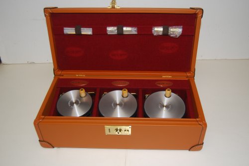 HARDY PERFECT 1912 Wide Spool Salmon Reproduction. LHW. Matched set of 3 reels in Hardy fitted Leather Case. 3 3/4 in., 4 in., 4 1/4 in. #083 of 200 Cased Sets. SOLD